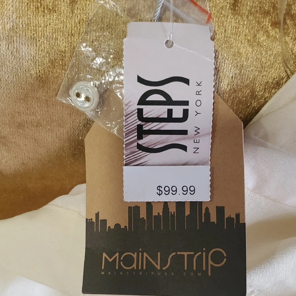Main Strip Elegant Cream Dress Size M - Picture 13 of 13